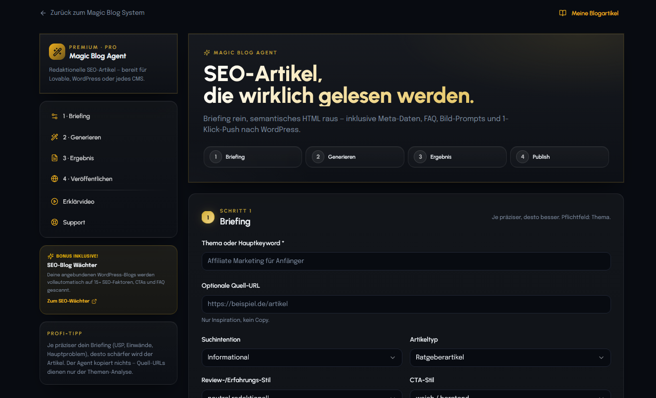Magic Blog Agent 2.0 – 1-Klick-Publish für jedes Blog-System